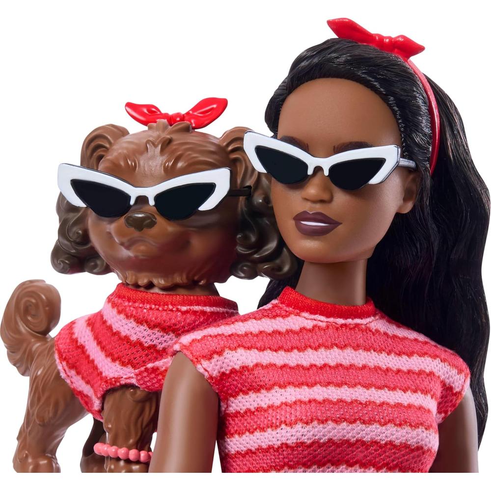 BARBIE MUÑECA GEMELA CON PERRO RAYAS ROJAS - 3