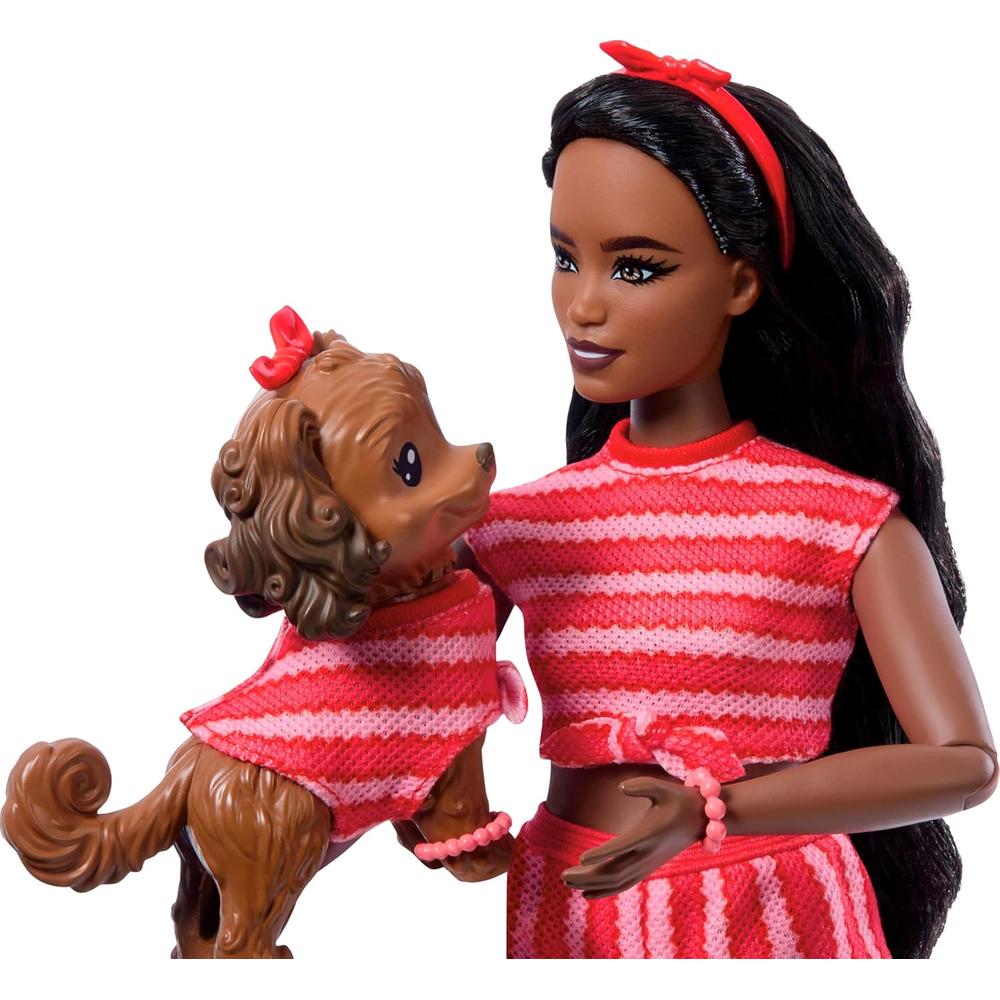 BARBIE MUÑECA GEMELA CON PERRO RAYAS ROJAS - 4