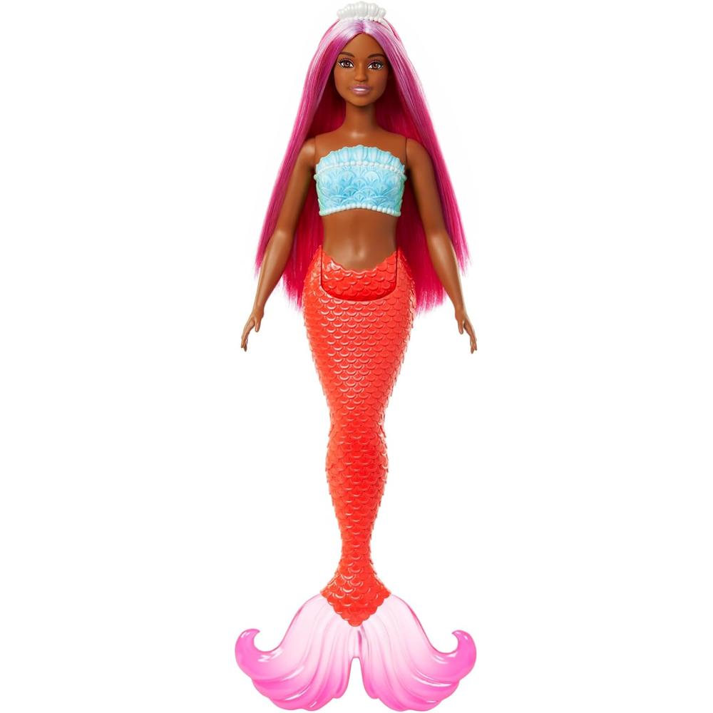 BARBIE MUÑECA SIRENA CABELLO MAGENTA COLA ROJA - 1