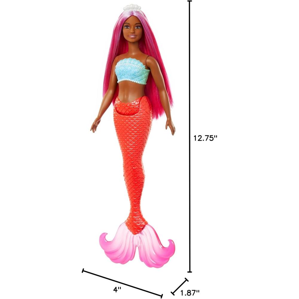 BARBIE MUÑECA SIRENA CABELLO MAGENTA COLA ROJA - 3