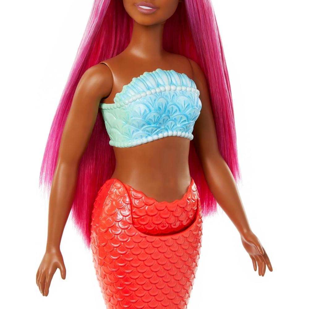 BARBIE MUÑECA SIRENA CABELLO MAGENTA COLA ROJA - 4