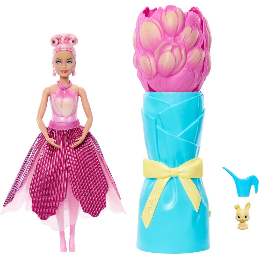 BARBIE PETAL POP MUÑECA VESTIDO ROSA CON MASCOTA - 1