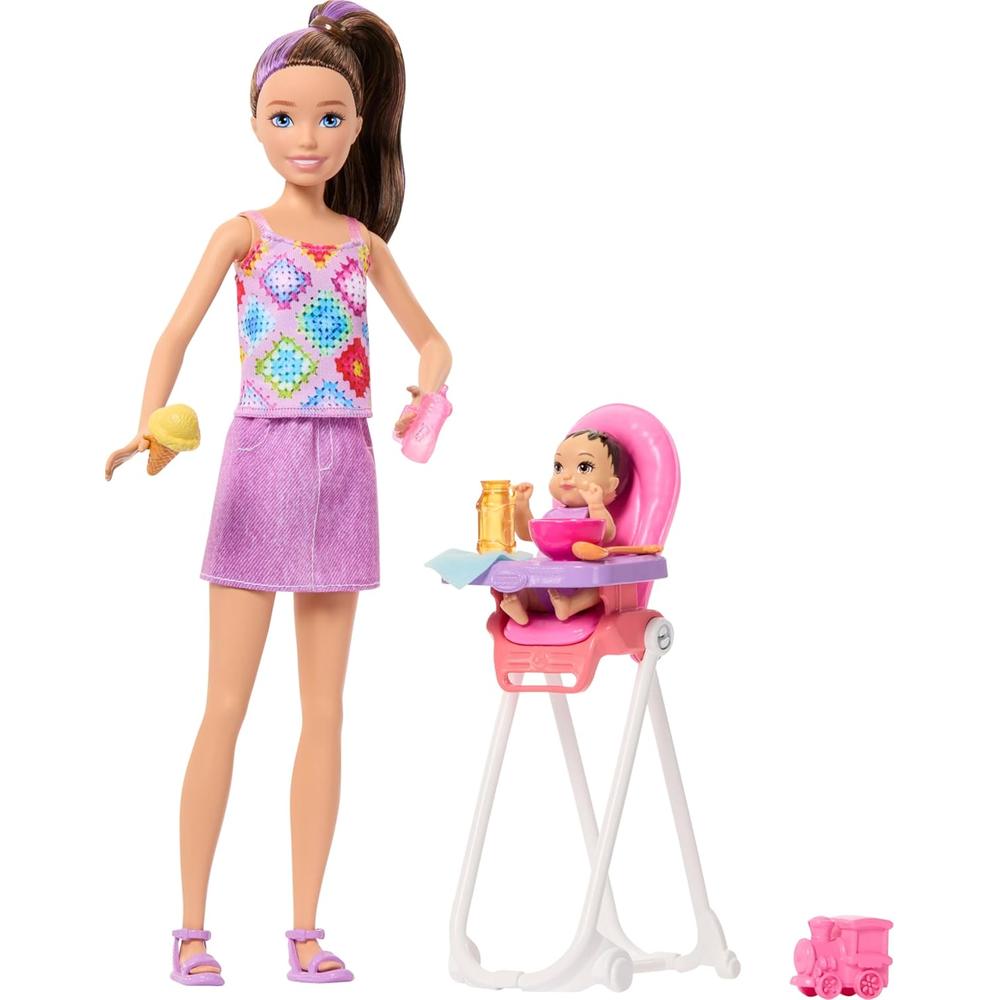 BARBIE SKIPPER BABYSITTERS SET CON NIÑA Y TRONA ACCESORIOS - 2
