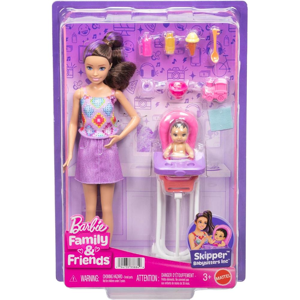 BARBIE SKIPPER BABYSITTERS SET CON NIÑA Y TRONA ACCESORIOS - 3