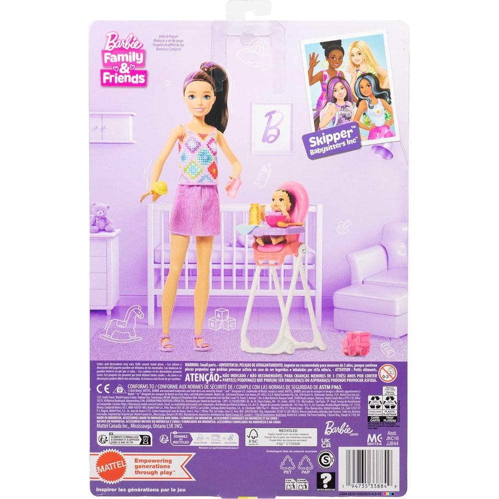 BARBIE SKIPPER BABYSITTERS SET CON NIÑA Y TRONA ACCESORIOS - 4