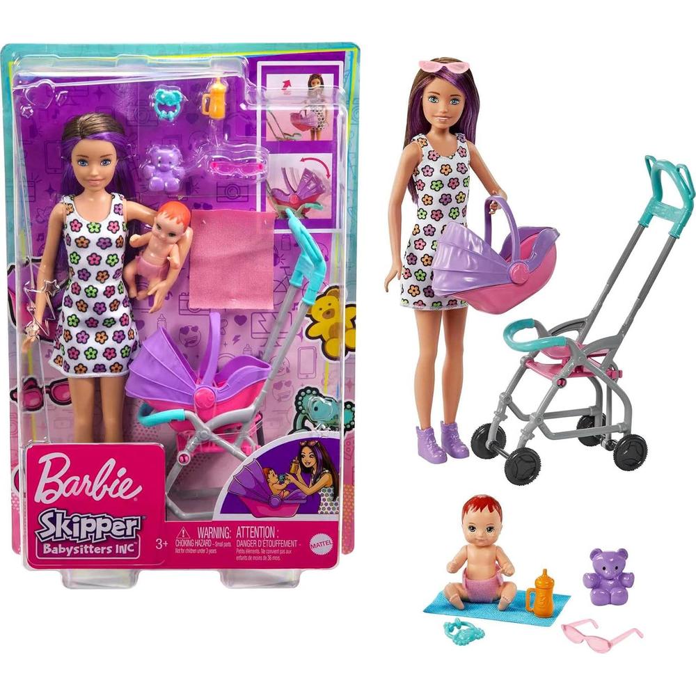 BARBIE SKIPPER BABYSITTERS SET NIÑERA CON BEBÉ Y ACCESORIOS - 1