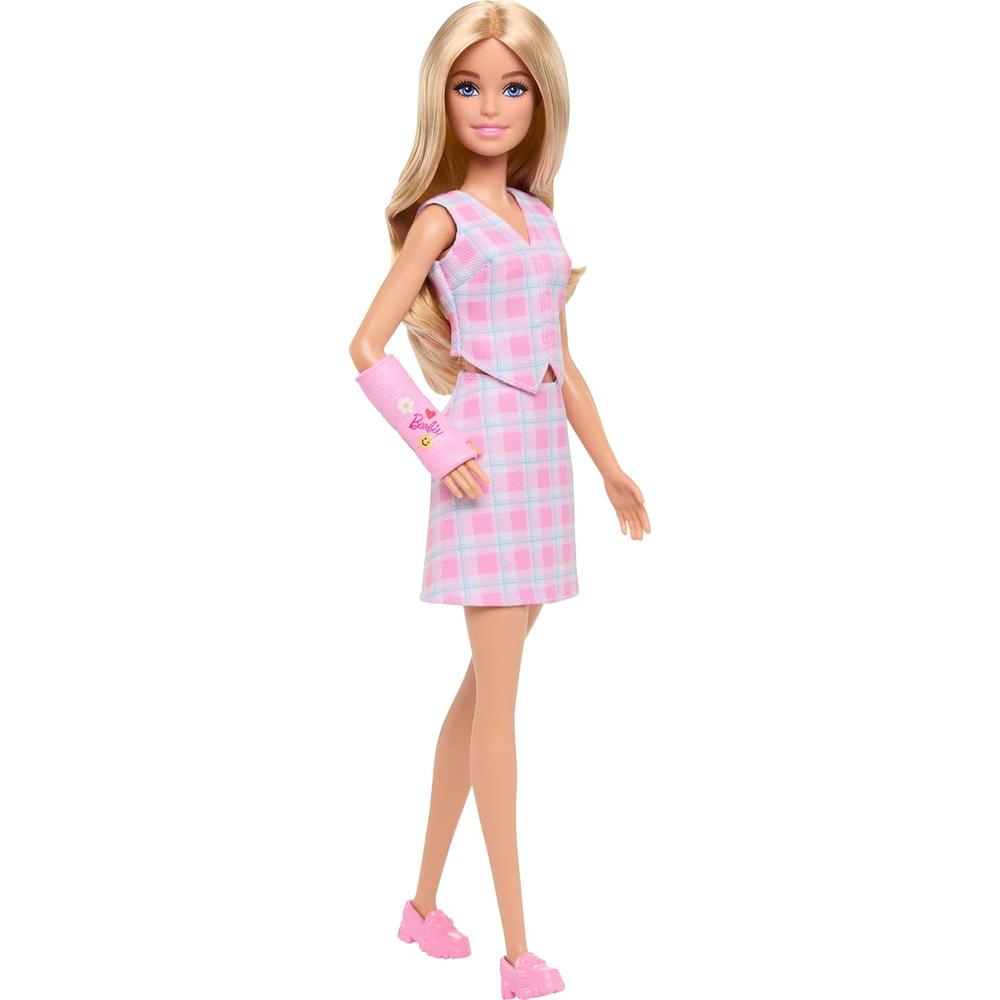 BARBIE FASHIONISTAS MUÑECA RUBIA CON YESO ROSA - 1