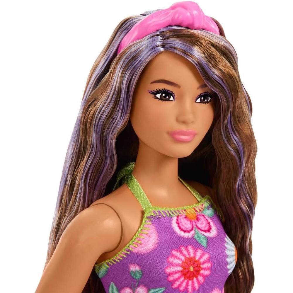 BARBIE FASHIONISTAS CABELLO CASTAÑO MECHAS MORADAS - 3