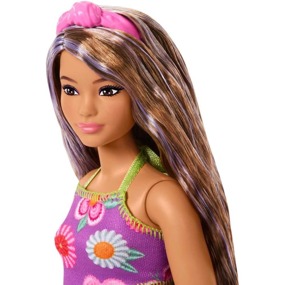 BARBIE FASHIONISTAS CABELLO CASTAÑO MECHAS MORADAS - 4