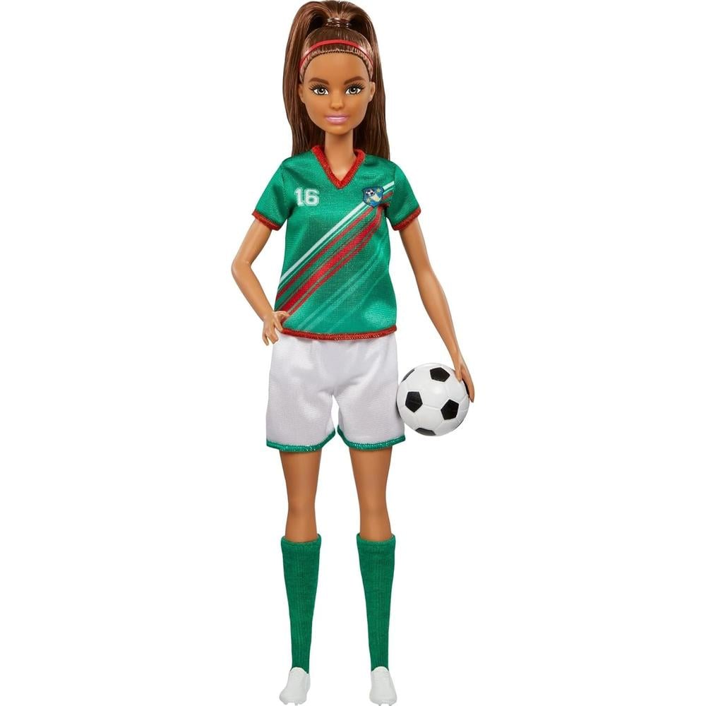 BARBIE MUÑECA FUTBOLISTA UNIFORME CASTAÑA - 1