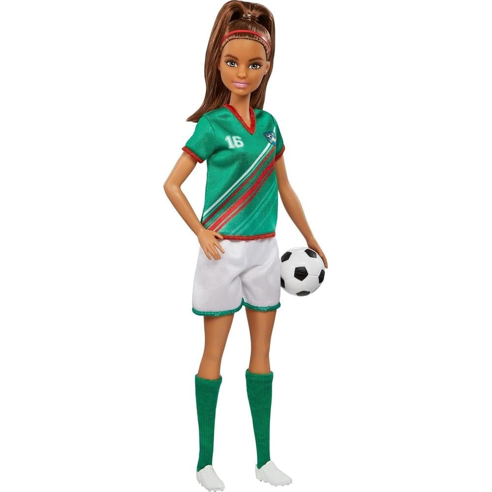 BARBIE MUÑECA FUTBOLISTA UNIFORME CASTAÑA - 2