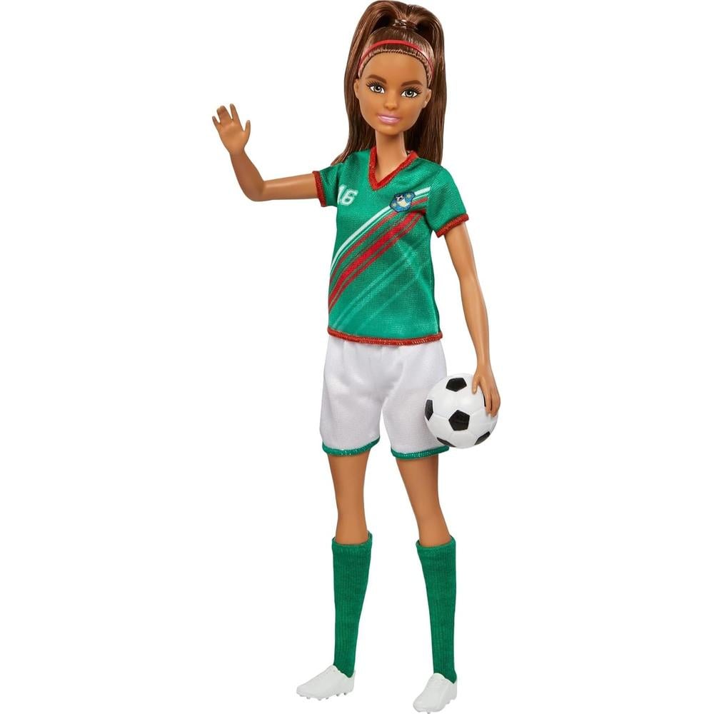 BARBIE MUÑECA FUTBOLISTA UNIFORME CASTAÑA - 3