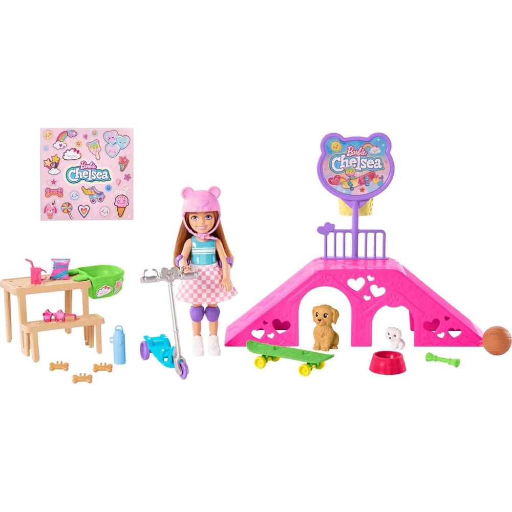 BARBIE CHELSEA PARQUE PATINAJE CON CACHORROS MORENA - 1