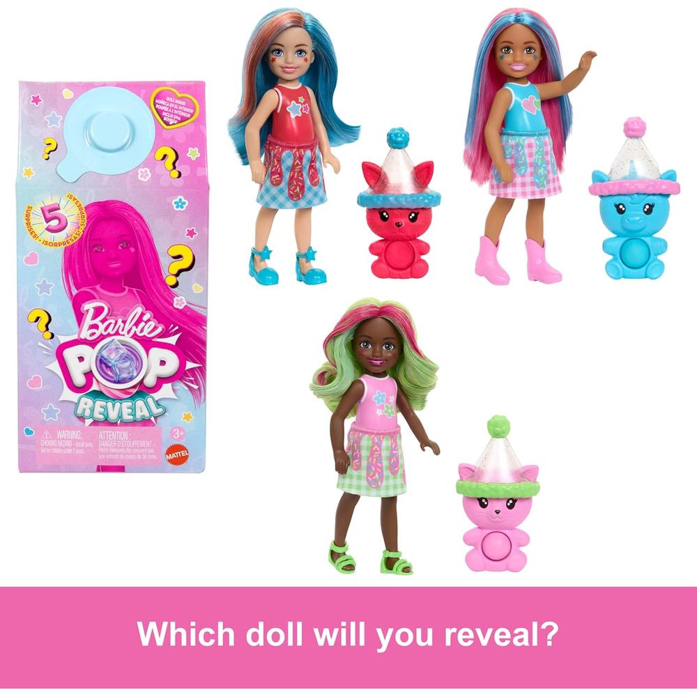 BARBIE CHELSEA POP REVEAL SHAKES MUÑECA CON MASCOTA Y SORPRESAS - 3