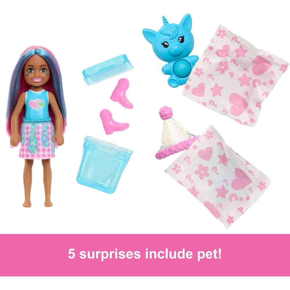BARBIE CHELSEA POP REVEAL SHAKES MUÑECA CON MASCOTA Y SORPRESAS - 4