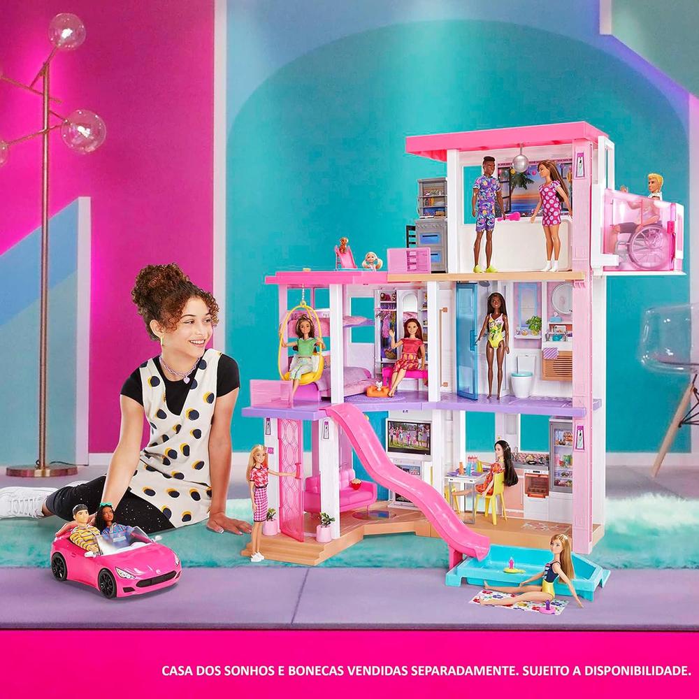 BARBIE COCHE DESCAPOTABLE ROSA RUEDAS GIRATORIAS - 2