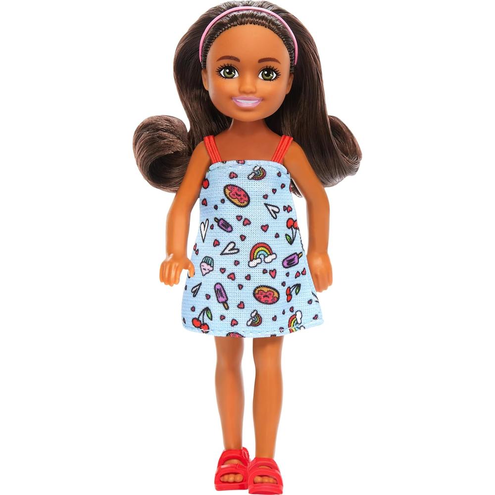 BARBIE CHELSEA MUÑECA VESTIDO AZUL ESTAMPADO - 1