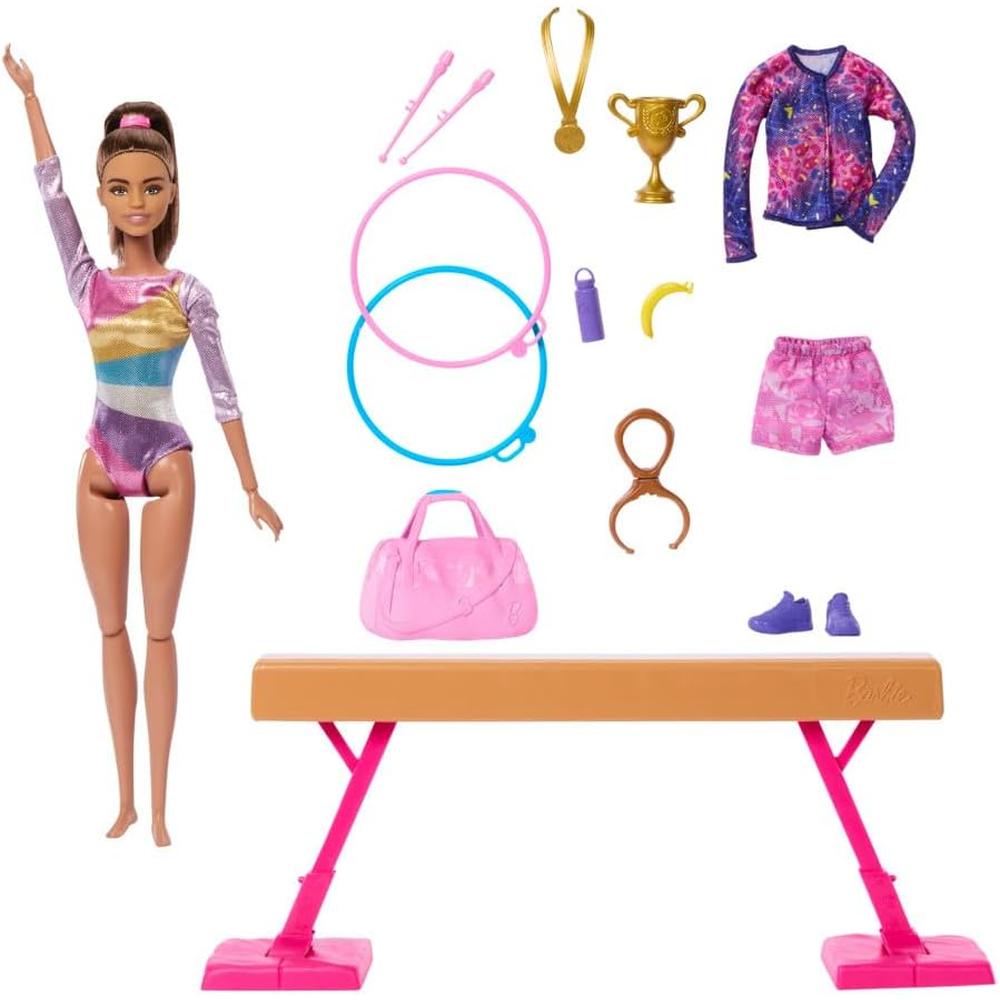 BARBIE MUÑECA GIMNASTA MORENA CON BARRA DE EQUILIBRIO - 2