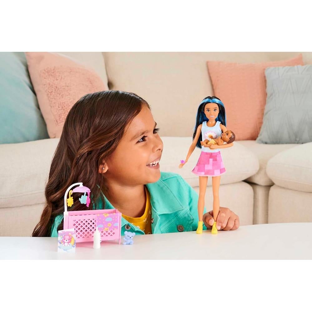 BARBIE SKIPPER SET CUNA BEBÉ AZUL - 2