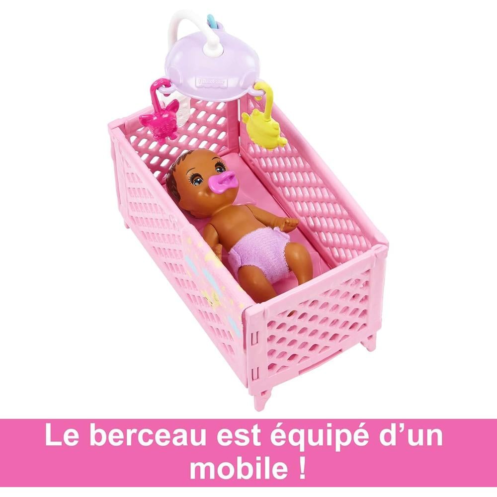 BARBIE SKIPPER SET CUNA BEBÉ AZUL - 4