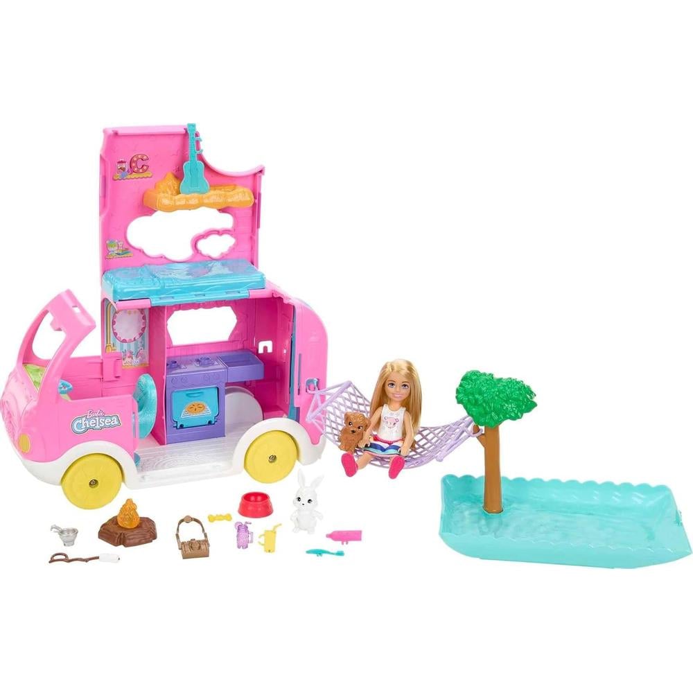 BARBIE CHELSEA AUTOCARAVANA 2 EN 1 CON MUÑECA Y MASCOTAS - 1