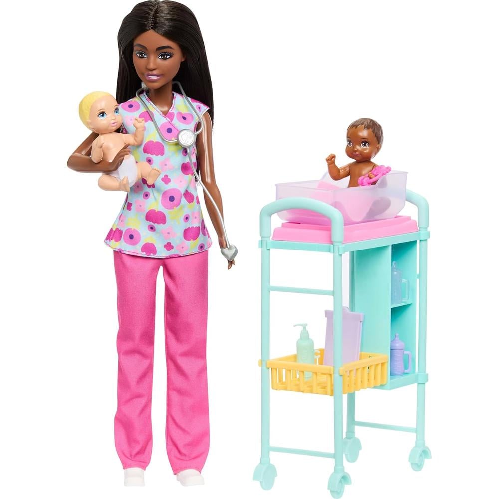 BARBIE DOCTORA SET MUÑECA MORENA CON BEBÉS Y ACCESORIOS - 3
