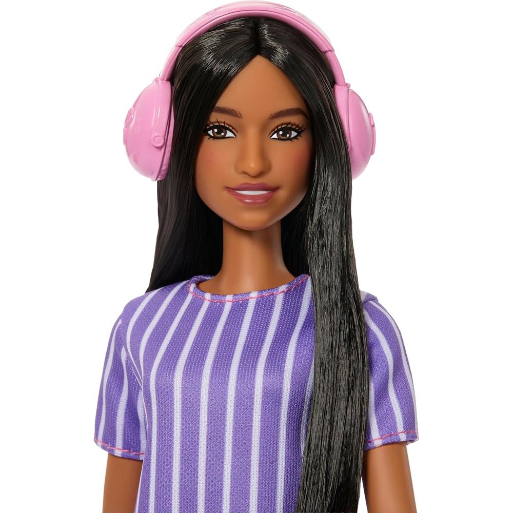 BARBIE FASHIONISTAS MUÑECA VESTIDO RAYAS MORADAS - 3