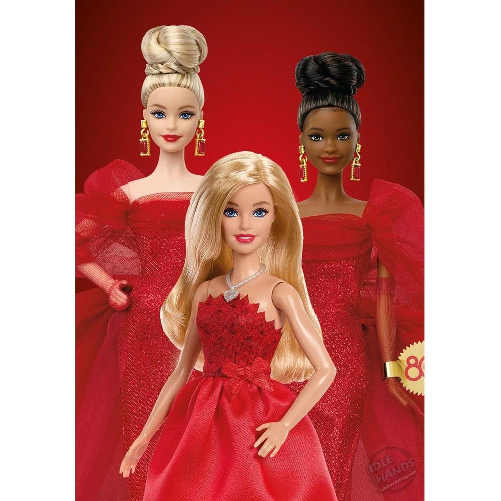 BARBIE 80 ANIVERSARIO MUÑECA RUBIA VESTIDO ROJO - 2