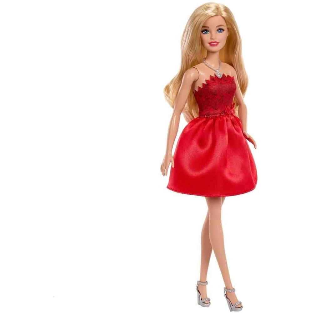 BARBIE 80 ANIVERSARIO MUÑECA RUBIA VESTIDO ROJO - 4