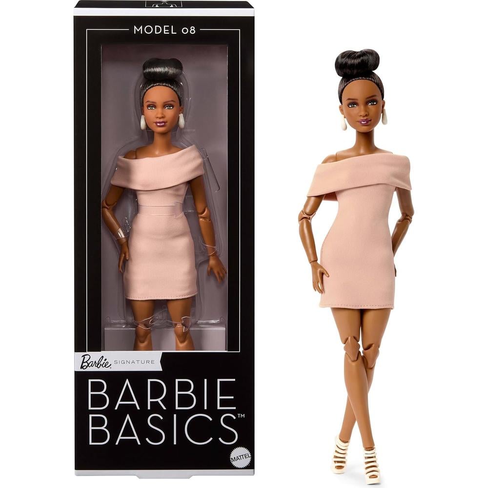 BARBIE BASICS MODELO MUÑECA CABELLO CASTAÑO VESTIDO CANELA - 1