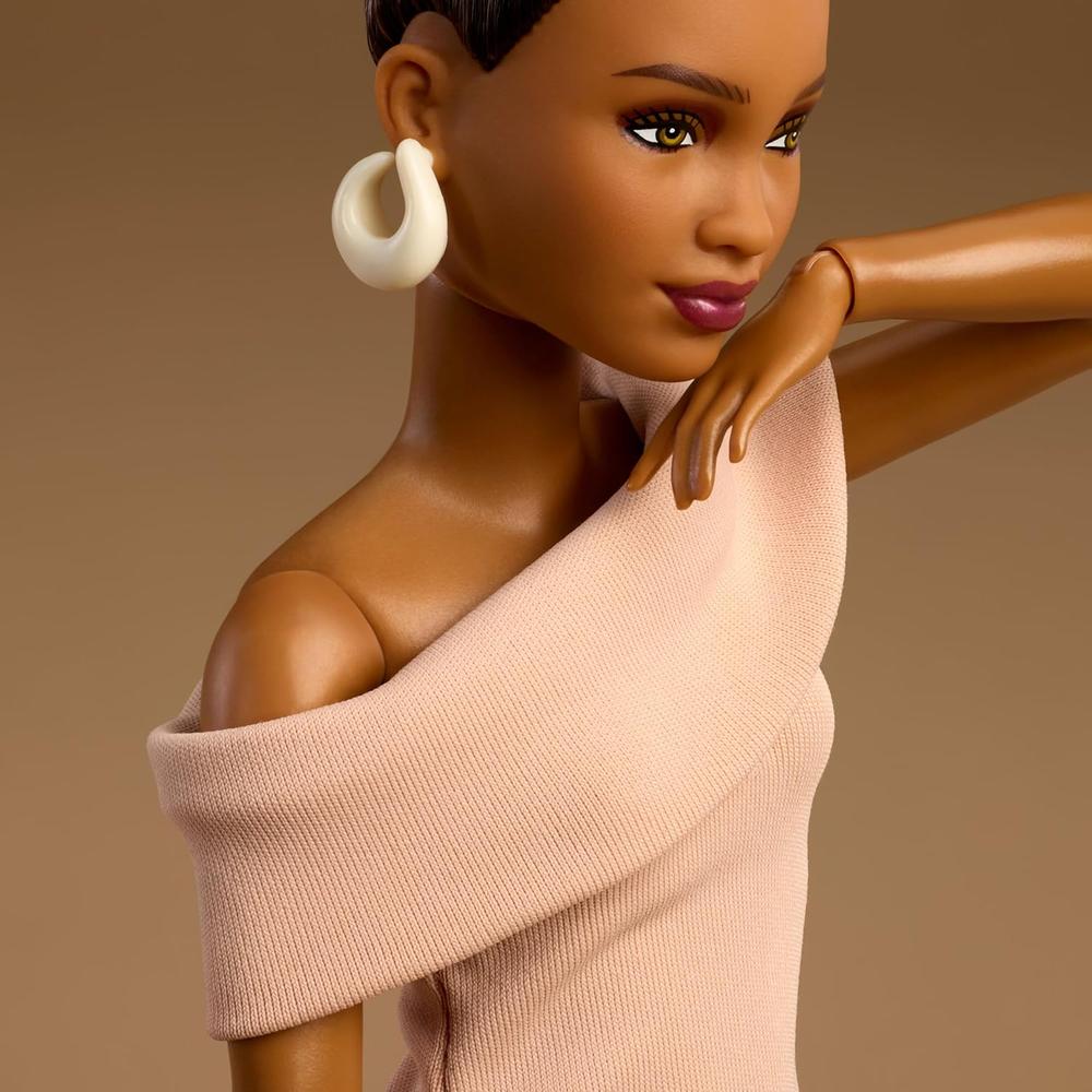 BARBIE BASICS MODELO MUÑECA CABELLO CASTAÑO VESTIDO CANELA - 4