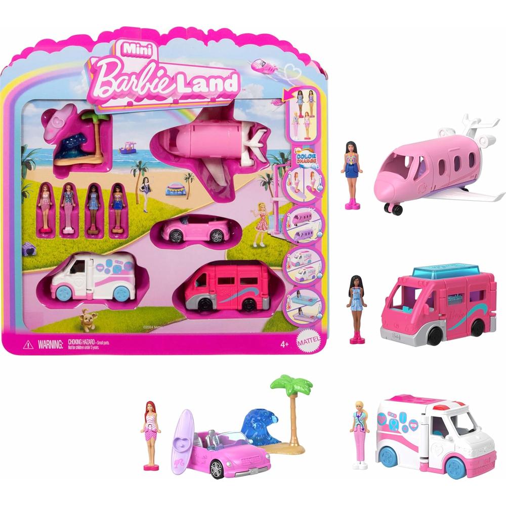 BARBIE MINI BARBIELAND AVIONETA PACK 4 MUÑECAS Y VEHÍCULOS - 1
