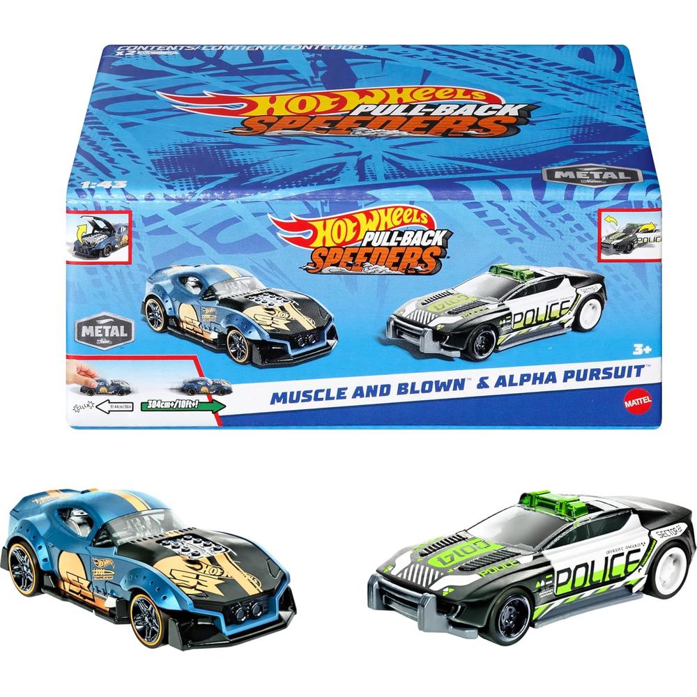 HOT WHEELS AUTO PULL-BACK SPEEDERS SET 2 PZS - 1