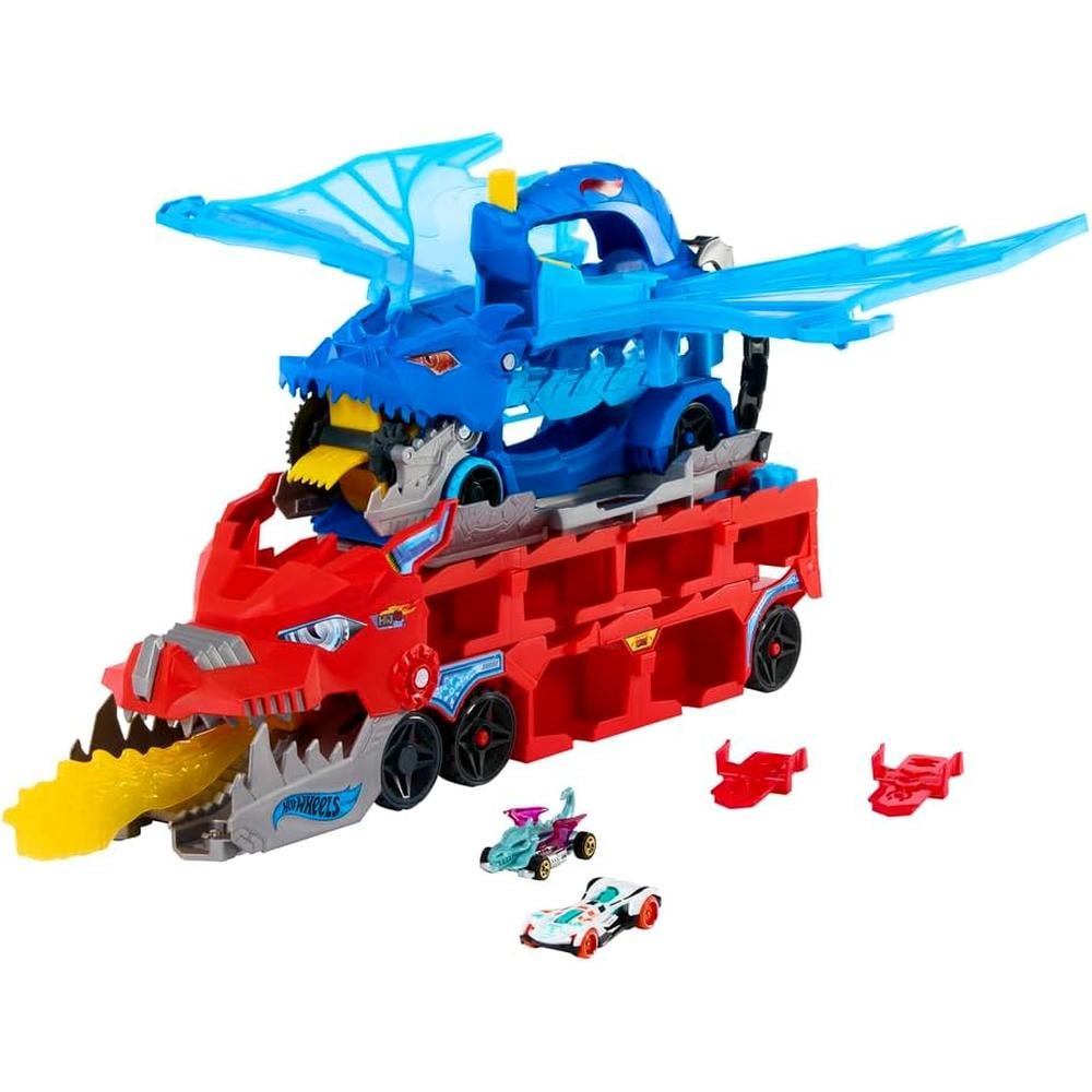 HOT WHEELS ULTIMATE DUAL DRAGON TRANSPORTER SET 2 PZS - 1