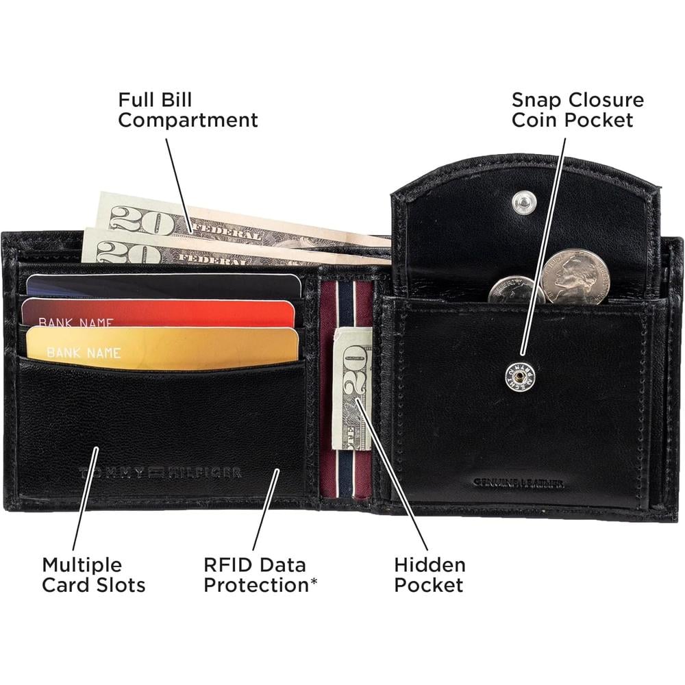 BILLETERA TOMMY HILFIGER BIFOLD COIN BLACK HOMBRE - 6