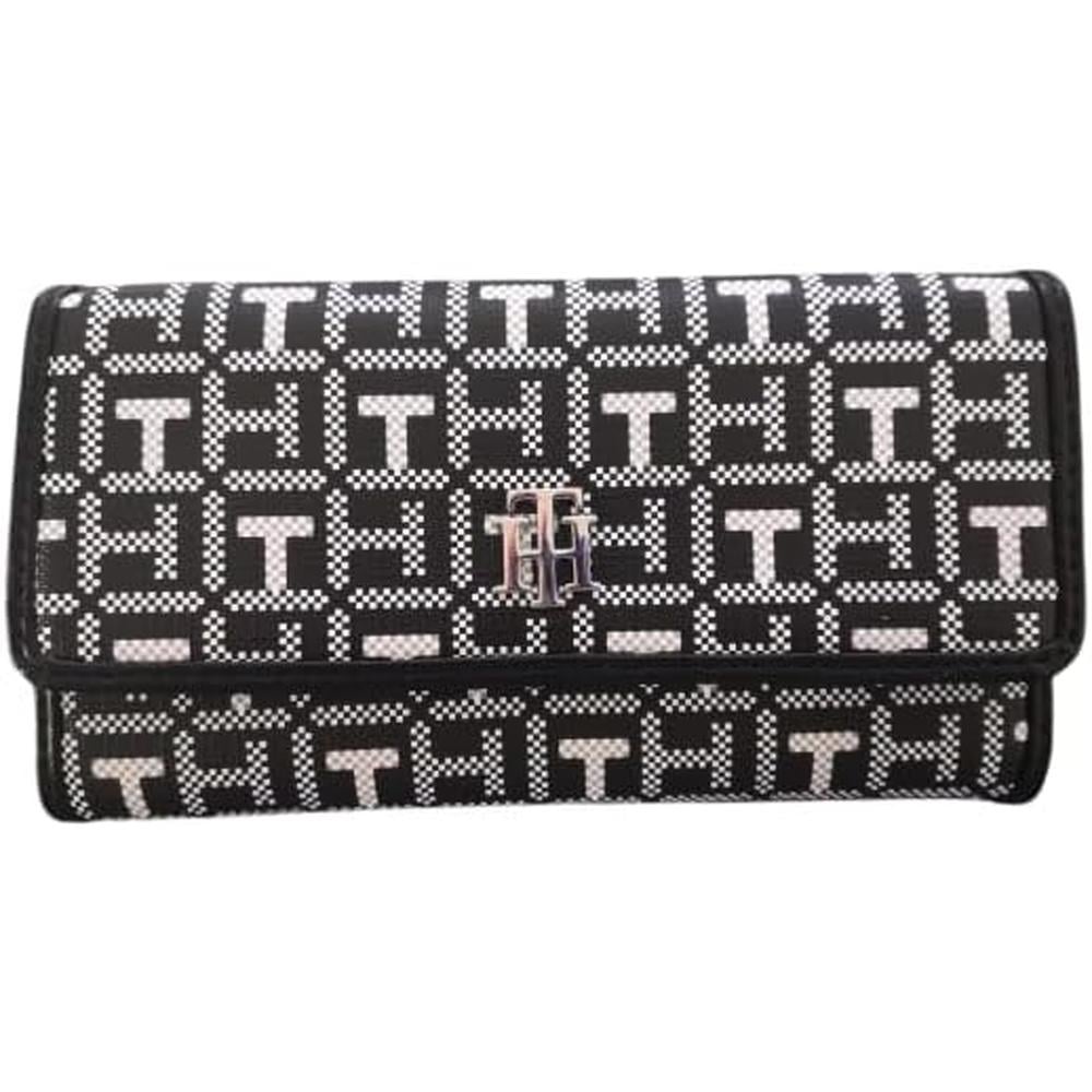 BILLETERA TOMMY HILFIGER PVC BLACK AND WHITE MUJER - 1
