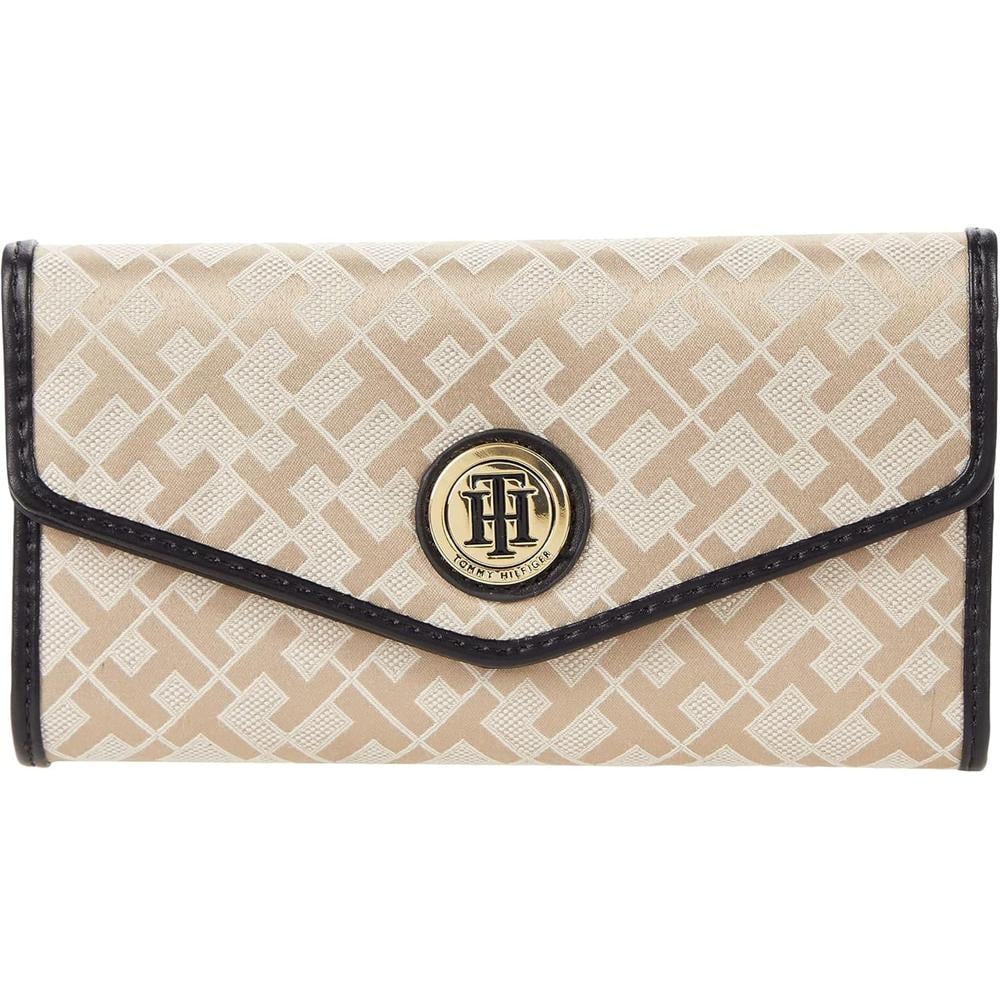 BILLETERA TOMMY HILFIGER CONTINENTAL GEOMETRIC KHAKI MUJER - 1
