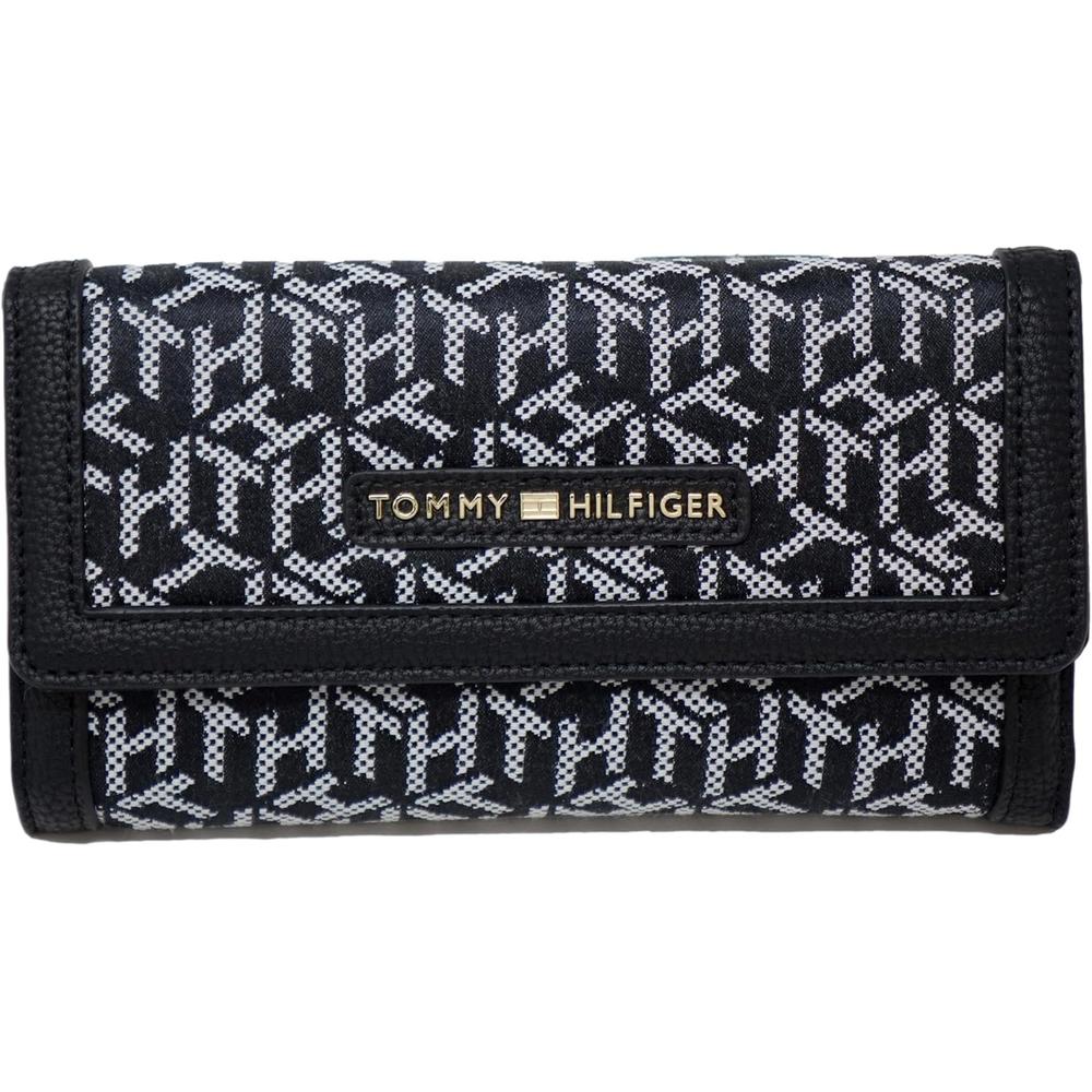 BILLETERA TOMMY HILFIGER CLUTCH JACQUARD BLACK MUJER - 1