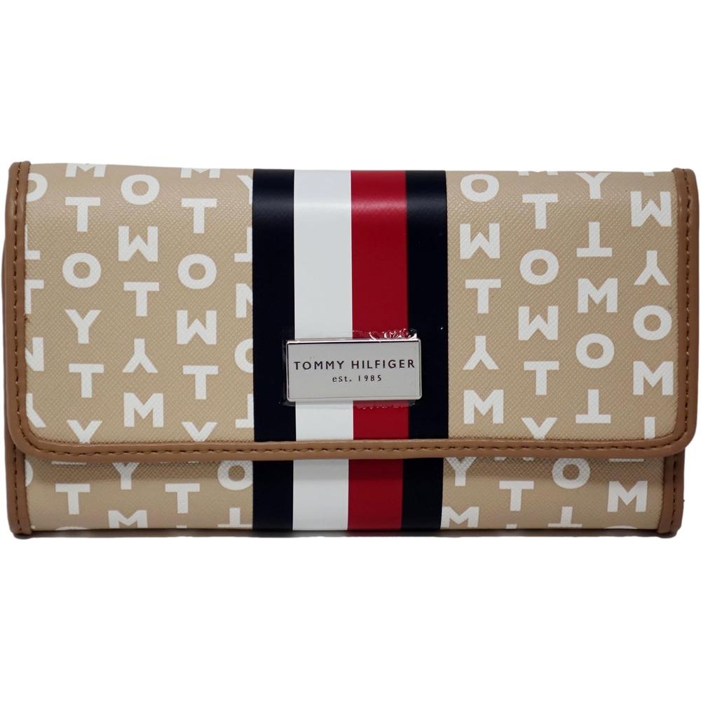 BILLETERA TOMMY HILFIGER LOGO PRINT WHITE TAN MUJER - 1