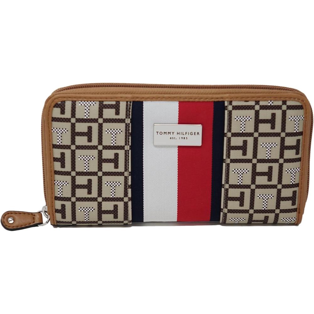 BILLETERA TOMMY HILFIGER CLUTCH PRINT KHAKI MUJER - 1