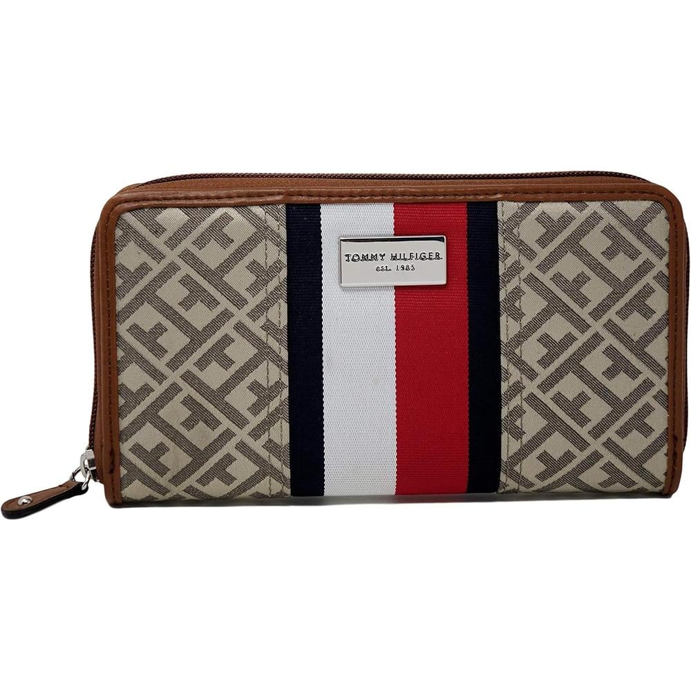 BILLETERA TOMMY HILFIGER CLUTCH LOGO KHAKI MUJER - 1