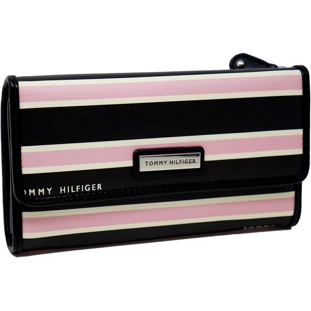 BILLETERA TOMMY HILFIGER STRIPE BLACK PINK MUJER - 1