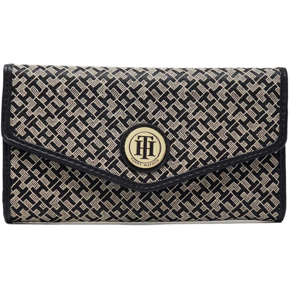 BILLETERA TOMMY HILFIGER CLUTCH MONOGRAM BLACK MUJER - 1