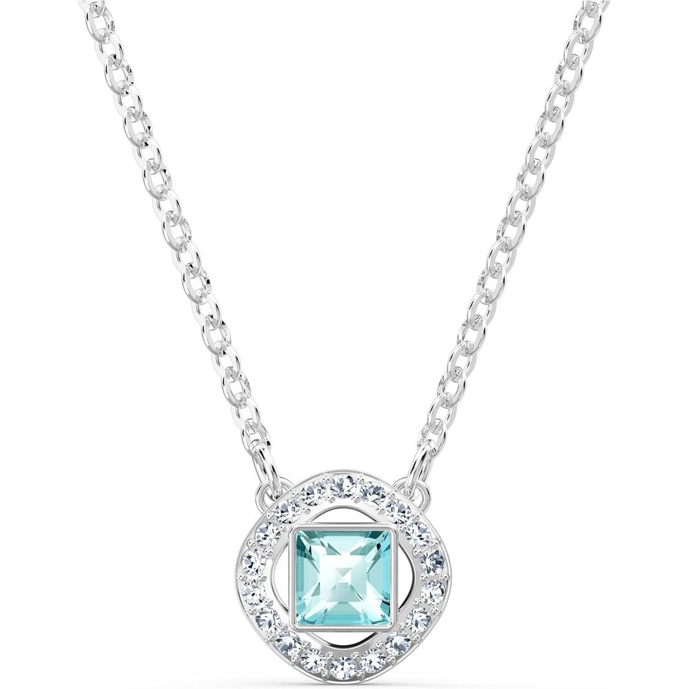 SWAROVSKI COLLAR PENDIENTE ANGELIC SQUARE RODIO | AZUL AGUA - 1