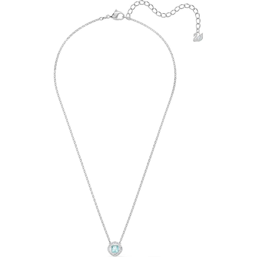SWAROVSKI COLLAR PENDIENTE ANGELIC SQUARE RODIO | AZUL AGUA - 2