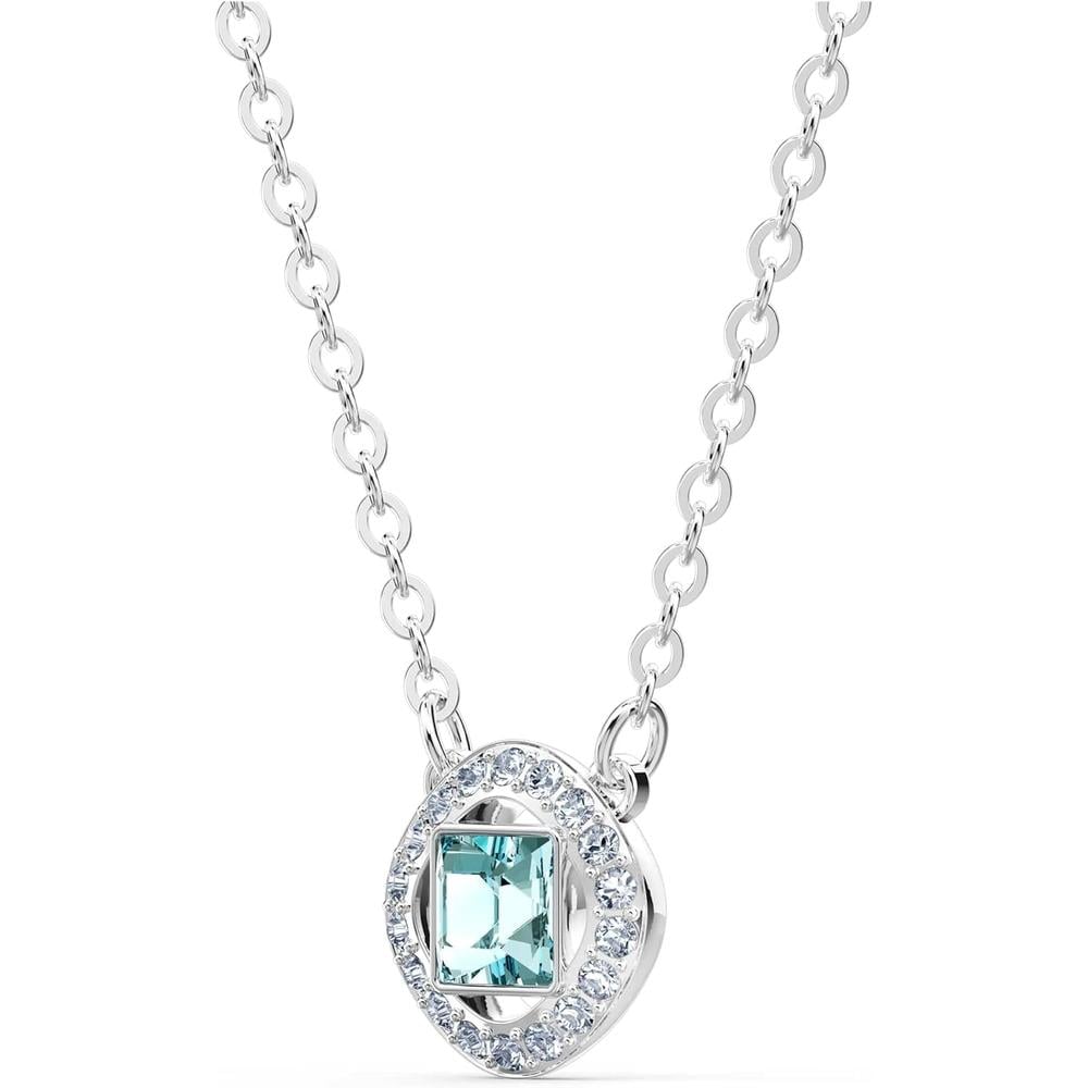 SWAROVSKI COLLAR PENDIENTE ANGELIC SQUARE RODIO | AZUL AGUA - 3
