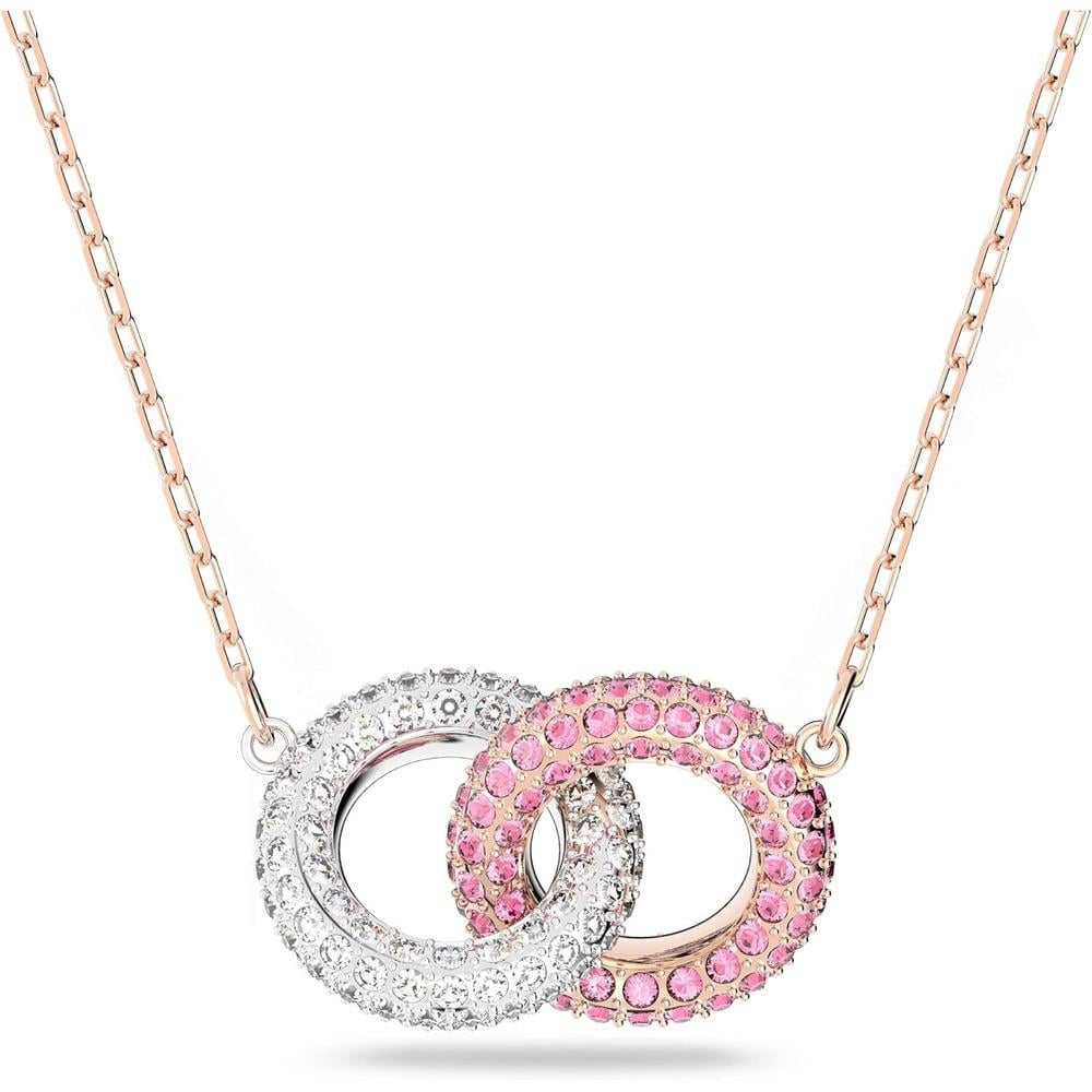 SWAROVSKI COLLAR PENDIENTE CIRCULO STONE ORO ROSA | ROSA - 1