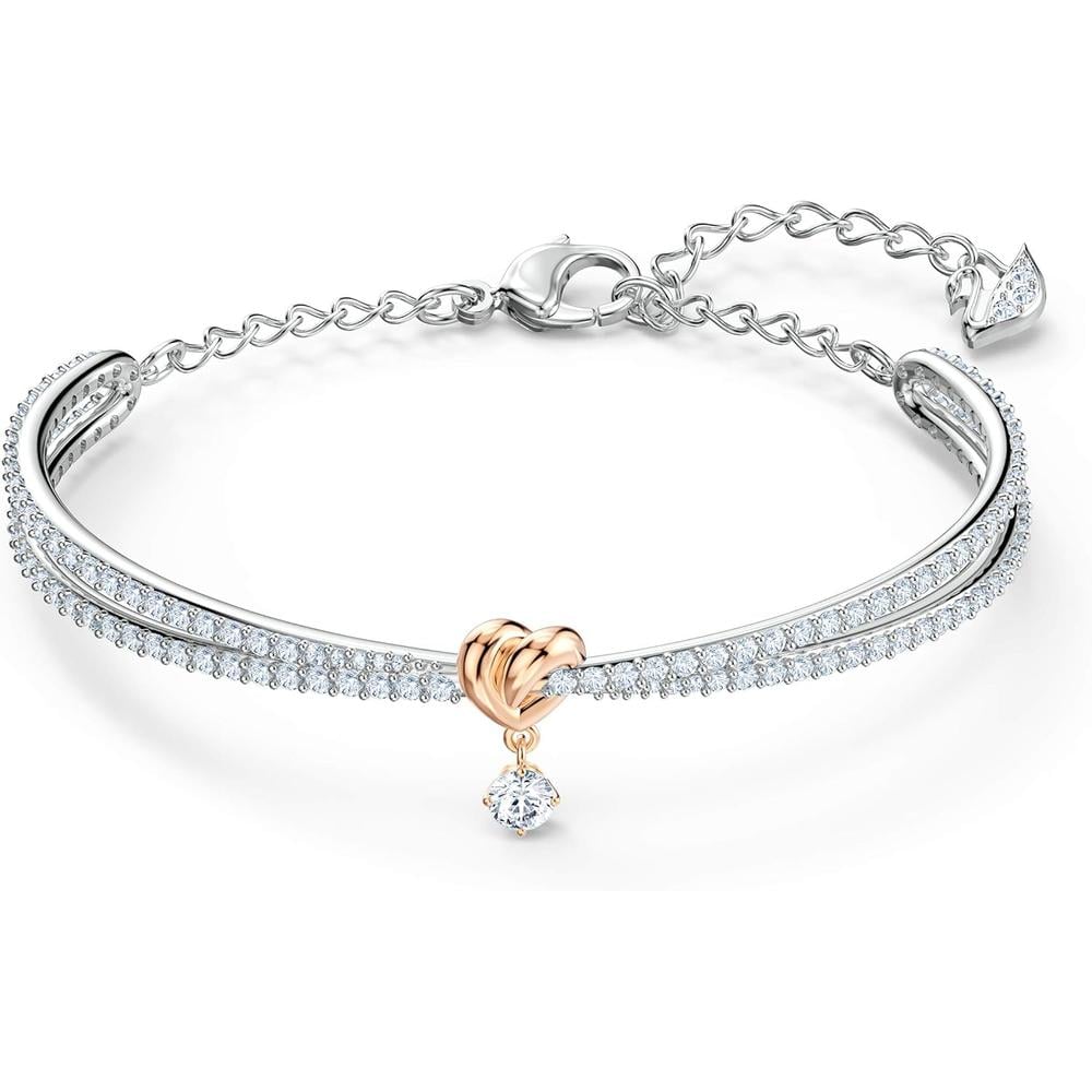 SWAROVSKI PULSERA BANGLE CORAZÓN LIFELONG HEART MIXTO ORO ROSA Y RODIO | ROSA / PLATEADO - 1