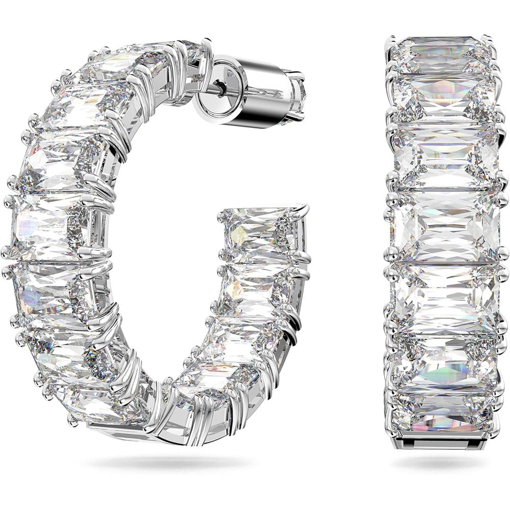 SWAROVSKI ARETES HOOP OCTAGONO MATRIX RODIO | TRANSPARENTE - 1