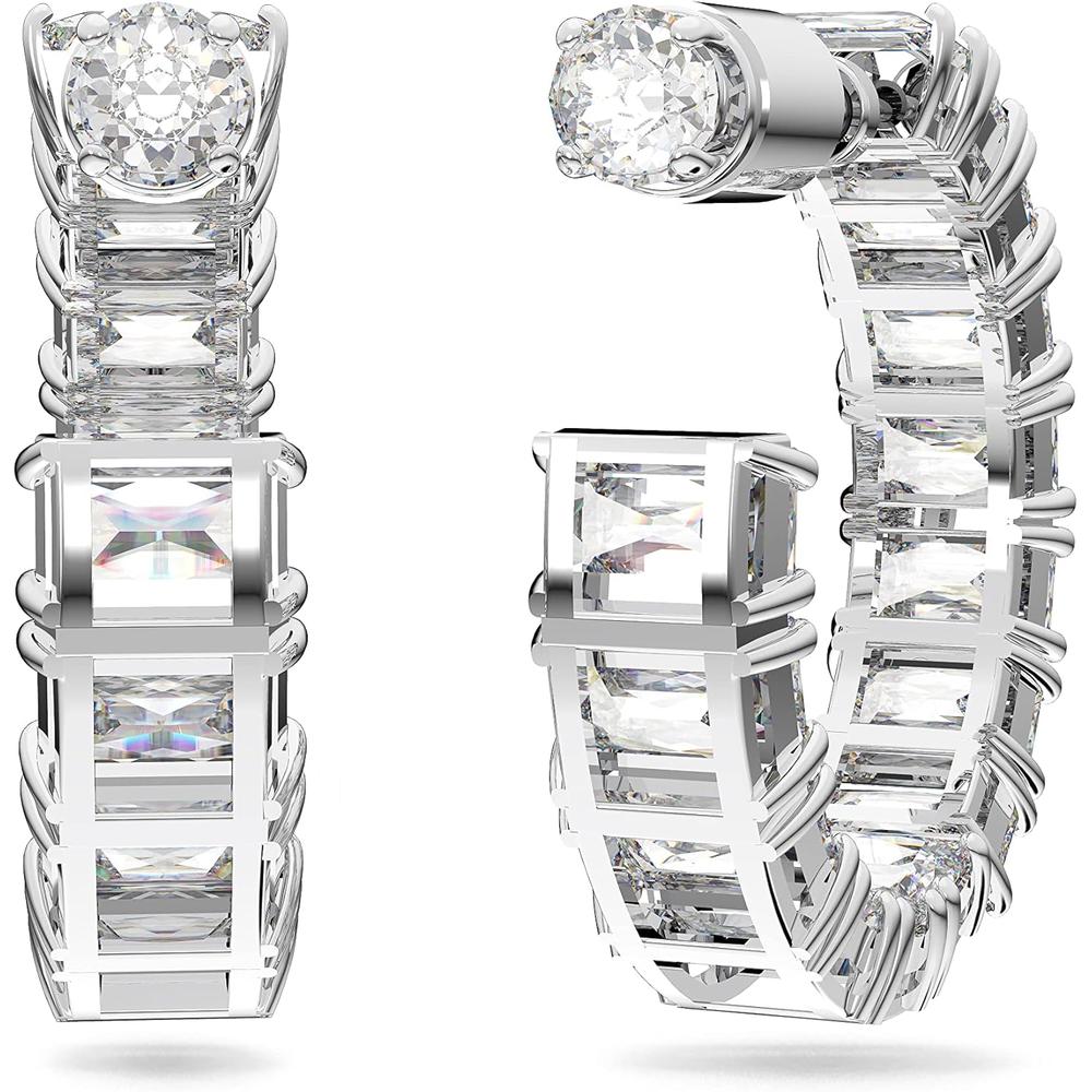 SWAROVSKI ARETES HOOP OCTAGONO MATRIX RODIO | TRANSPARENTE - 2